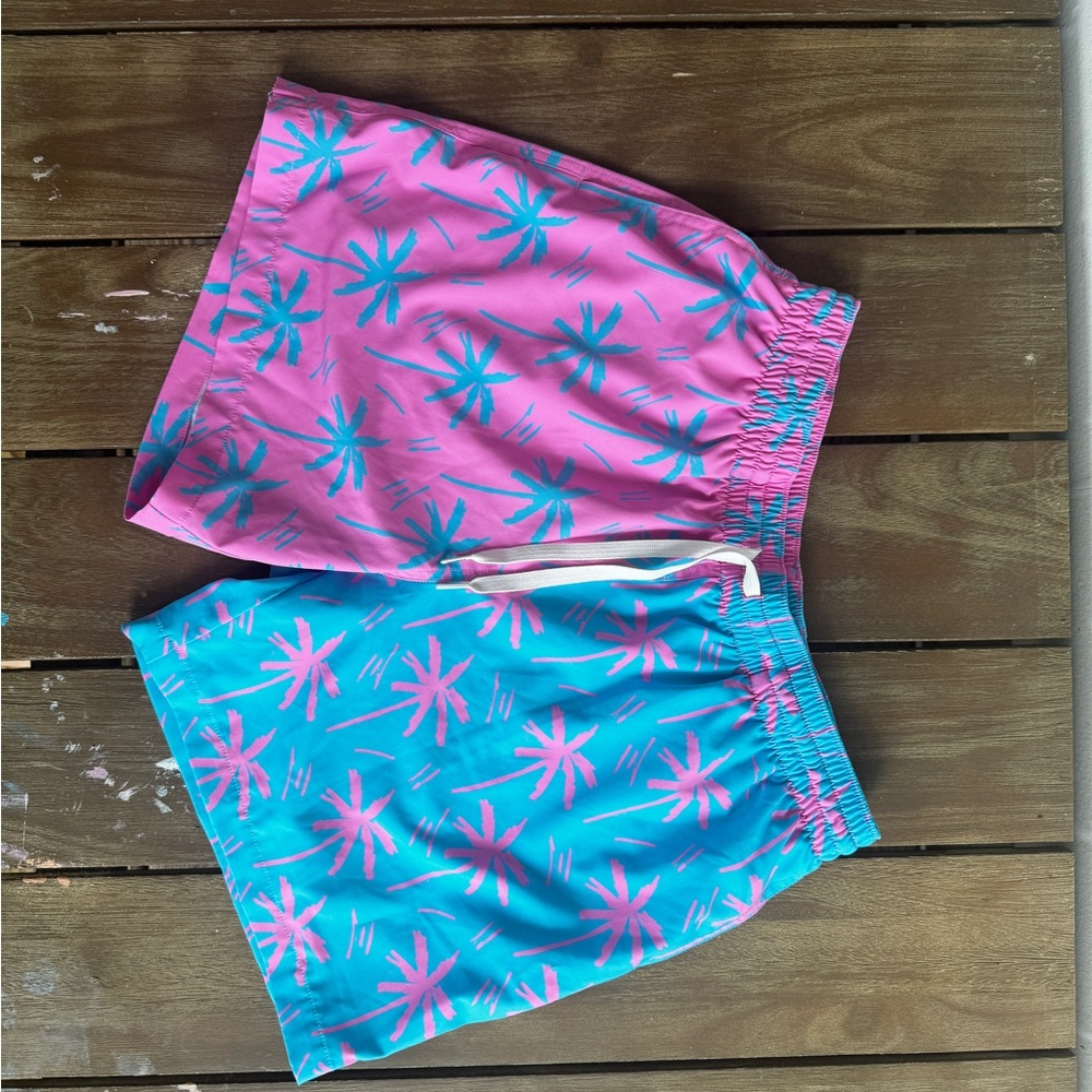 Pink and Blue Palm Tree Swim Shorts